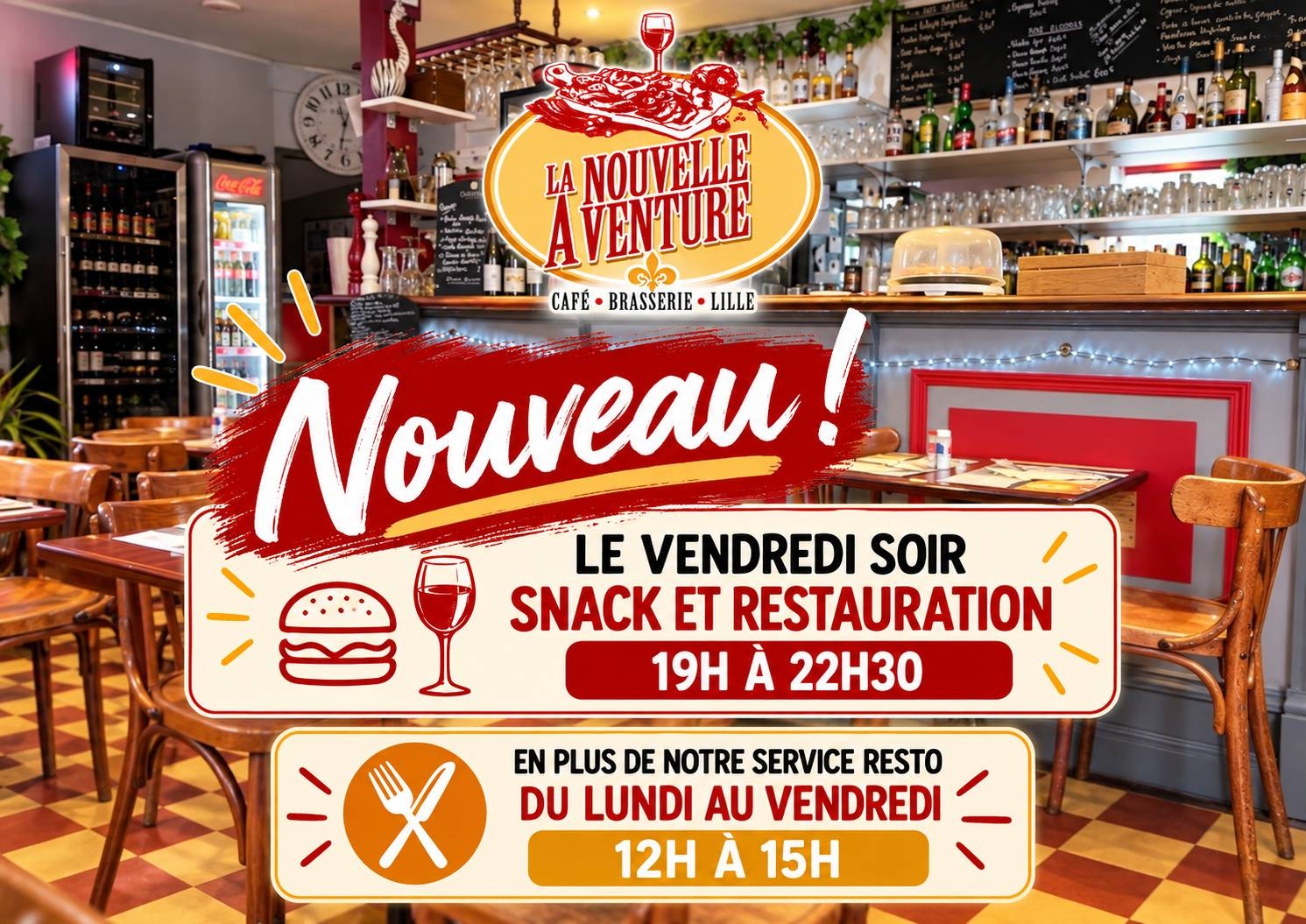 La Nouvelle Aventure - Restaurant Lille - restaurant sympa LILLE